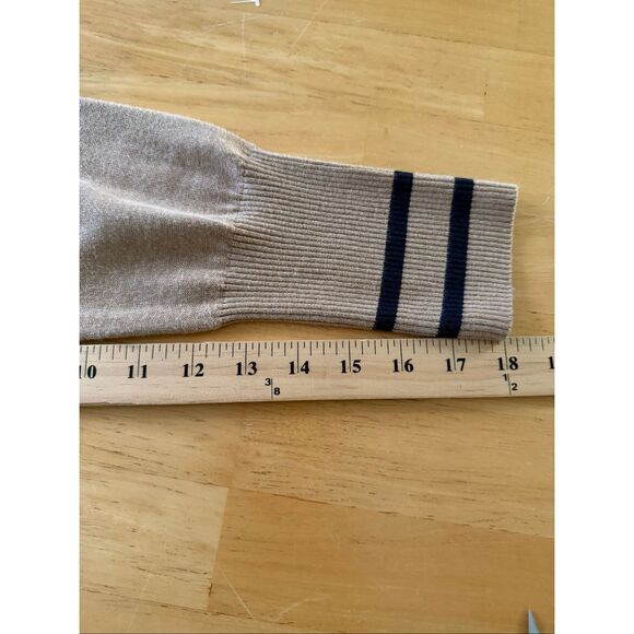 CAbi Varsity Colorblock Cardigan Sweater Jacket – Navy/Tan/Blue – XL – NWT - Picture 9 of 12